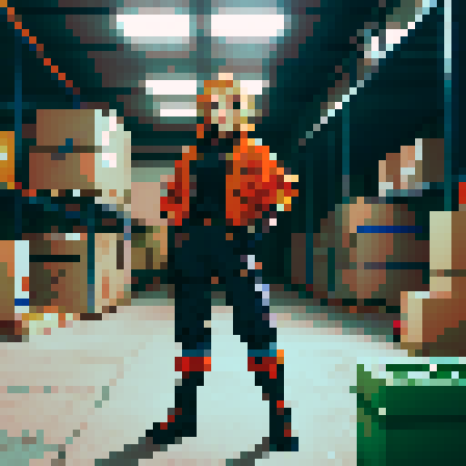 A warehouse worker for Amazon Germany, wearing jacket, gloves and safety boots
