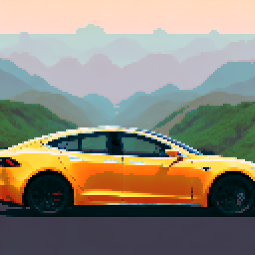 Photorealistic whole Tesla Model S, centered, three-quarter view, clean background, realistic colors, pixel art style
