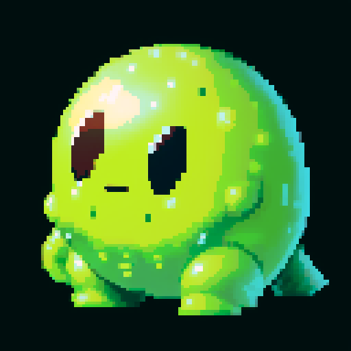 A huge slime with a tough, semi-opaque outer layer that resembles armor. It has intense eyes and a protective stance, with a hint of a smile. The surface is rougher, providing a strong defense. No background.
