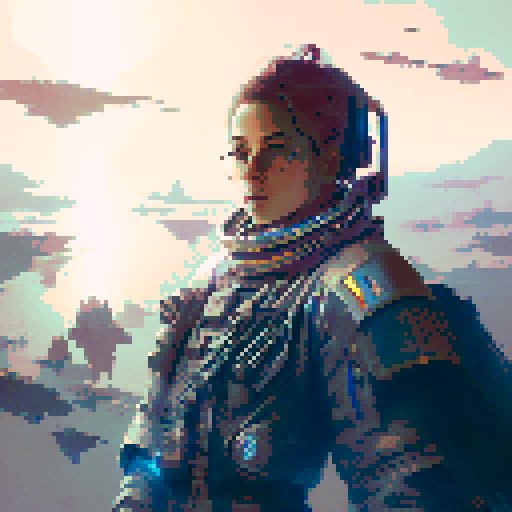 Cyberpunk, neon lights, augmented warrior 