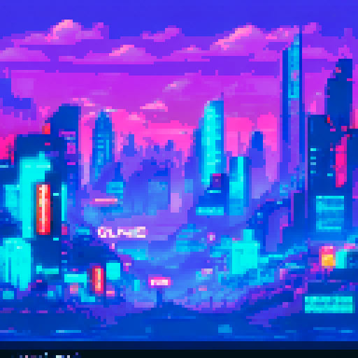 A futuristic neon city