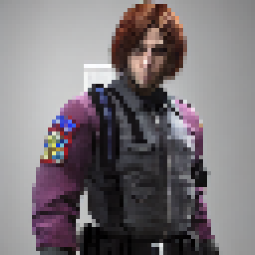 Leon Kennedy from resident evil. vivid colors, with a mangum gun.