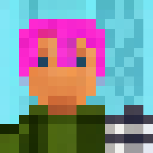 A close up face of an asian man with pink short hairstyle