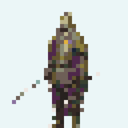 historically accurate muromachi samurai in traditional armor, roguelike rpg full-body sprite