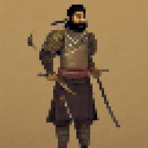 Persian samurai warrior with katana sword 