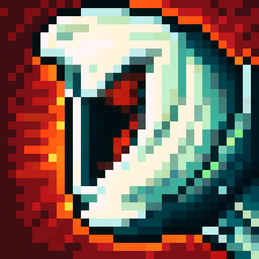 great white shark, 32x32 pixel art, sRGB, razor-sharp teeth