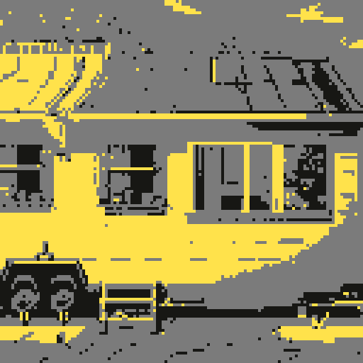 Trailer home in a trailer park, side view, 8x8 pixel tiles, pixel art