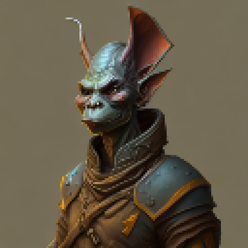 goblin warrior, cartoonish proportions, dark outline