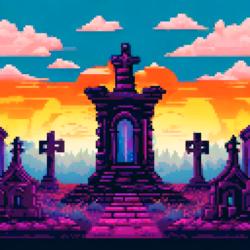 creepy cemetery background, dark blue and purple and black colors