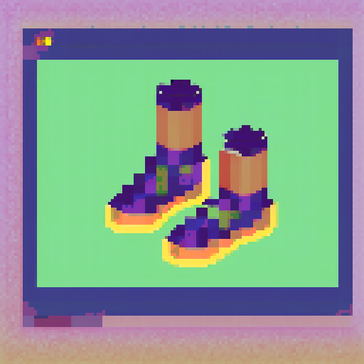 "Pixelated shoes of all colors and styles march across the screen on a website designed in retro, 8-bit style."