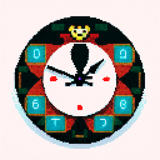 create a pixelated salvador dali style clock with the time set exactly to 1