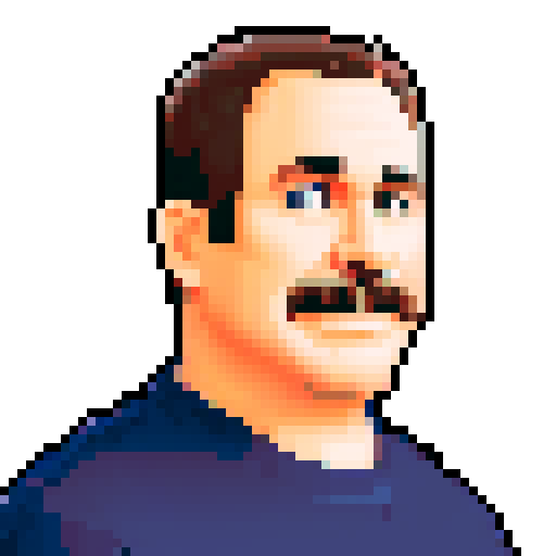 portrait, sprite art, middle aged man, average, folksy
