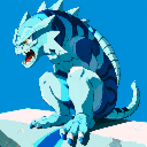 blue and white basilisk looking at the moon hoping to reach their one day, he kinda looks like machamp 