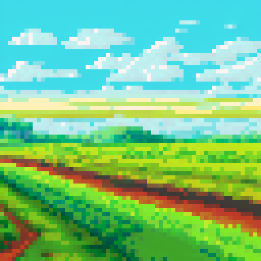 pastoral landscape, fields, noon