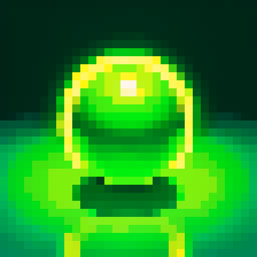 small green glowing orb, retro-style 16-bit, 16x16, pixel art, sRGB