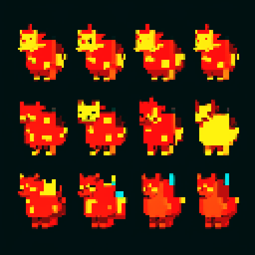 Pokemon style fire type starter, no background