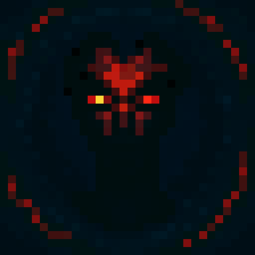 2d pixel art,  UI box, evil vibe, vibrant background with red and orange