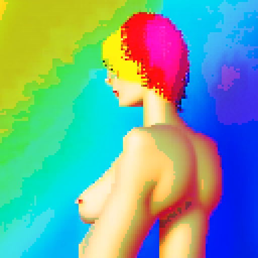 naked girl, sexy ass, vibrant colors, pixelated curves, retro nostalgia, pixel art