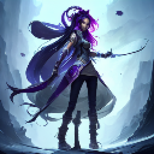 Akali, from league of legends, with trees that tower above her and a mist that shrouds her stealthy movements