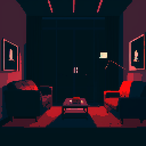 dark apartment interior at night, melancholy, depressed, lonely man's apartment, sadness, dimly lit, bare, urban