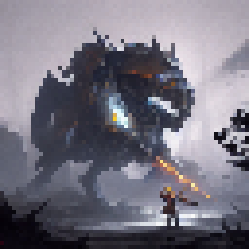 A towering, armored paladin wields a blazing sword as they charge towards a horde of snarling, undead warriors in a dark, misty forest.