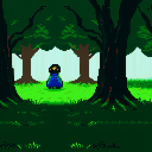 large, evil dead field, forest in far far background, pixel art, sRGB
