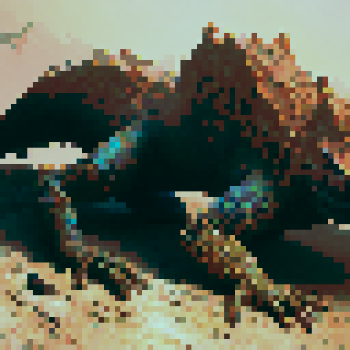 Lizard with sharp teeth and dark brown scales, crawling on the ground, rpg enemy sprite, in a cloudy looking field