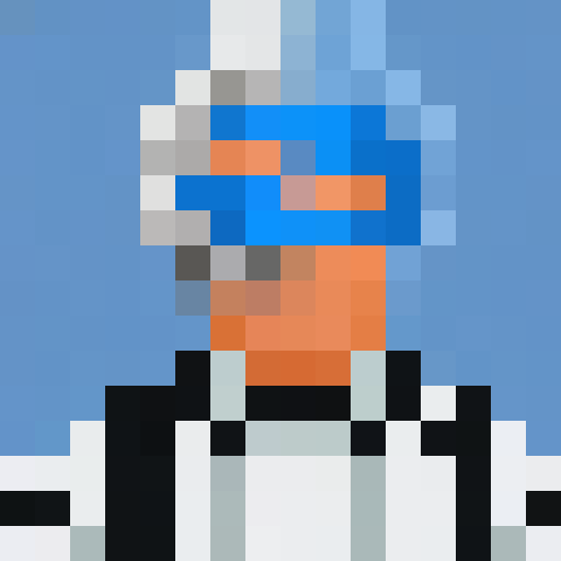 quirky AI assistant, Professor Catalyst, who has white hair, blue eyes, glasses, and wears a labcoat over his collar shirt and tie
