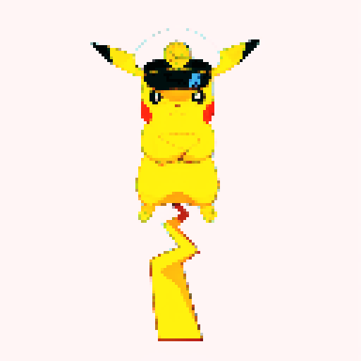 A yellow, electric-themed rodent with large, pointed ears and a thick, zigzag lightning tail that curves upward to support its weight. The character stands confidently on its tail, arms crossed, wearing a detailed captain's hat with a bold insignia. Viewed from behind and slightly to the right, it gazes at a 60-degree angle. The scene is a grassy field with a vibrant, cloudy sky, emphasizing an adventurous, heroic tone.