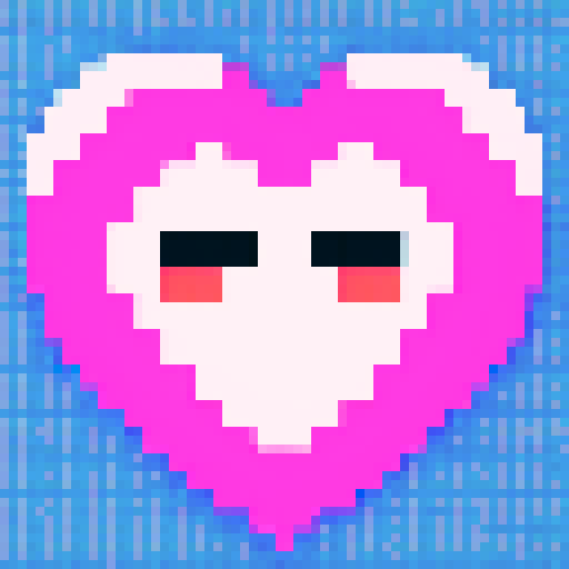 Pixel art of a basic pink heart, retro-style 16-bit, 16x16