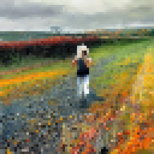 Galloping, majestic, black stallion with flowing mane races through a vibrant, autumn forest with leaves falling in impressionist style.