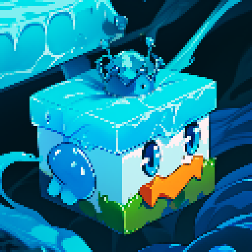 Blue Slime cube, Gelatinous cube, wearing crown