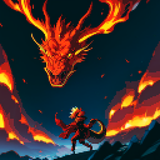 Dragon breathing fire, fire breath, flames, fire