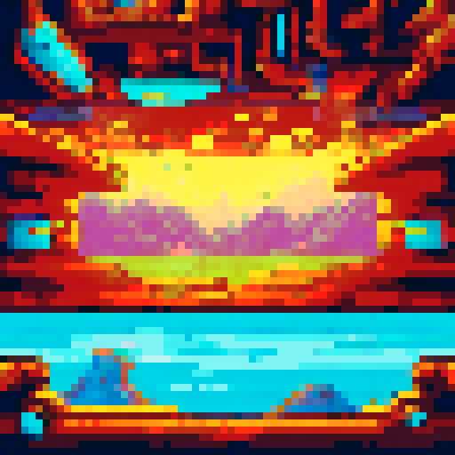 Top Down view, spaceship floor, industrial pipes, metallic panels, sRGB colors, pixel art style, background landscape