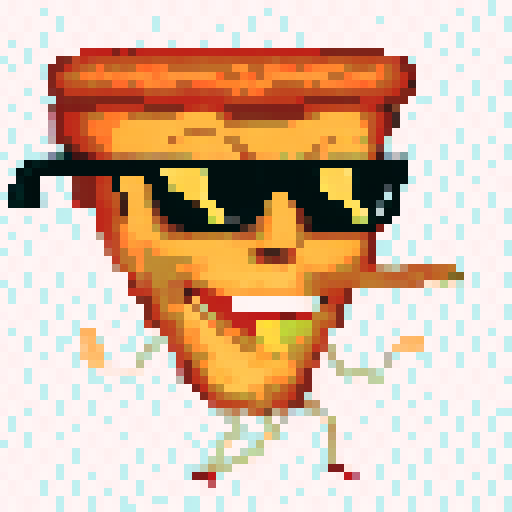 pizza slices with different traits (glasses, body, mouth, eyes, border, background)
