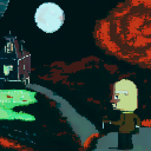 Square jaw protagonist in the bottom right with cigarette and shiny golden gun in left hand which is promenant, dark green top, brown trousers
