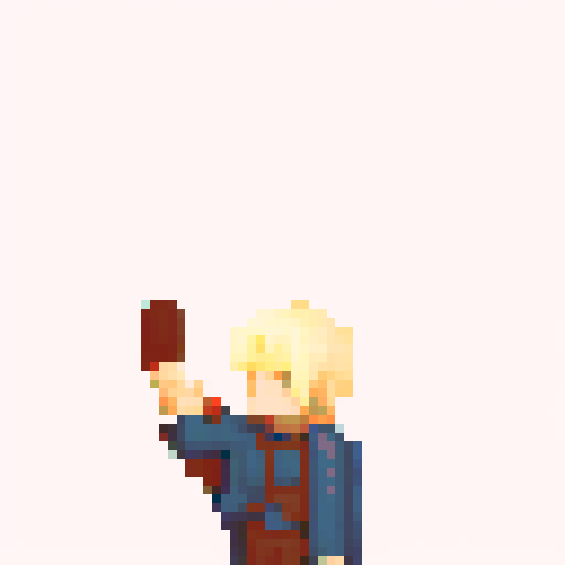 pixel art of a character clinging to a wall. 