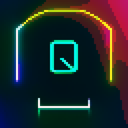 "Create a vibrant, 4k pixel art-style cryptocurrency logo with a mesmerizing spin effect that pops with neon colors and glows like a futuristic arcade game."