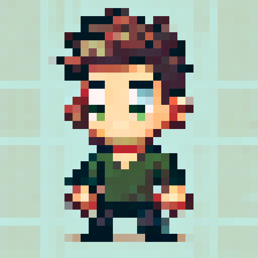 8-bit pixel art, white background