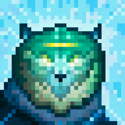 Wolf avatar, portrait, glowing eyes, plain background