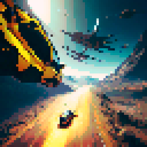 yellow symmetrical Lamborghini, pixel art, smoke billowing, rear wheels, logo prominently displayed, shot from above the hood, sRGB