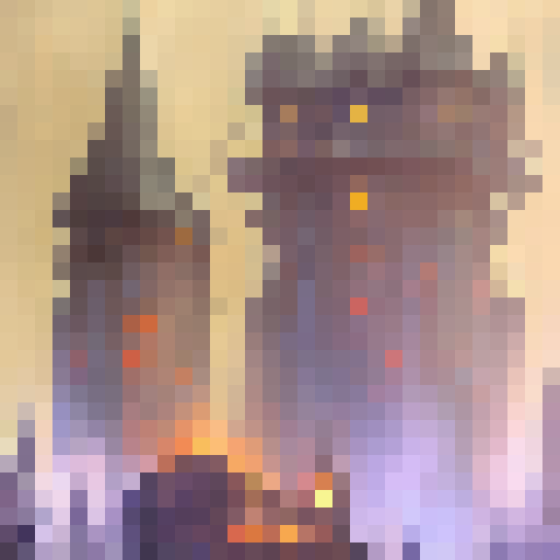 "Amidst the red flames of the dark and eerie forest, misty tendrils twist and writhe around a towering castle nestled in the trees - a scene straight out of a fantasy RPG."