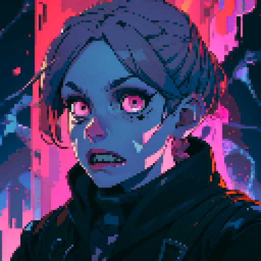 sRGB, pixel art, skeleton face with hollow eyes, cracked teeth, and intricate bone patterns