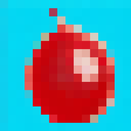 red, water-filled, spherical, balloon, bright, vibrant, glossy, reflective, game icon, 16x16, pixel art, close up, portrait