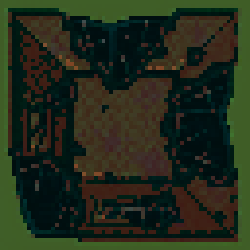 destroyed, crumbling walls, shattered windows, overgrown ivy, decaying furniture, scattered debris, faded wallpaper, graffiti-covered, broken tiles, eerie moonlight, pixelated ruins, vibrant colors, jagged edges, distressed textures, glitched details, sRGB color palette