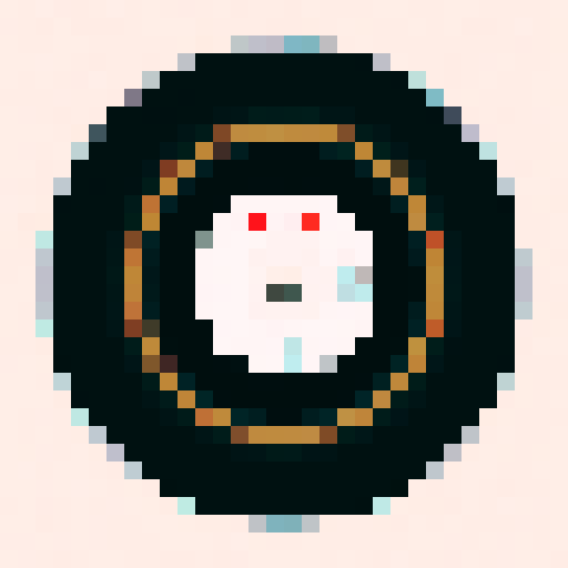 Pixel art of a film reel. Do not use more than 256 pixels. The film reel should be black with 4 colors on the front label.