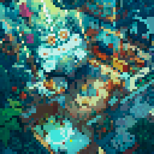 vibrant colors, intricate details, sharp edges, pixel art, sRGB