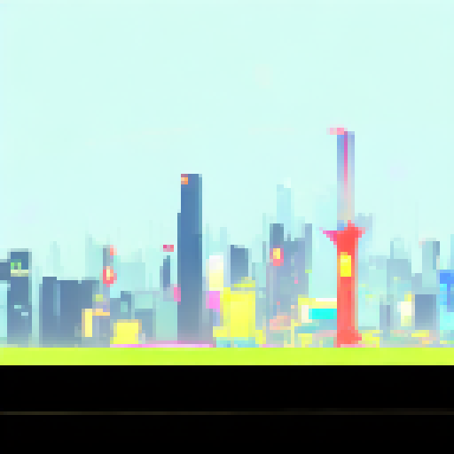 Pop Art meets Graffiti in a bustling, neon-lit cityscape of skyscrapers and street vendors.