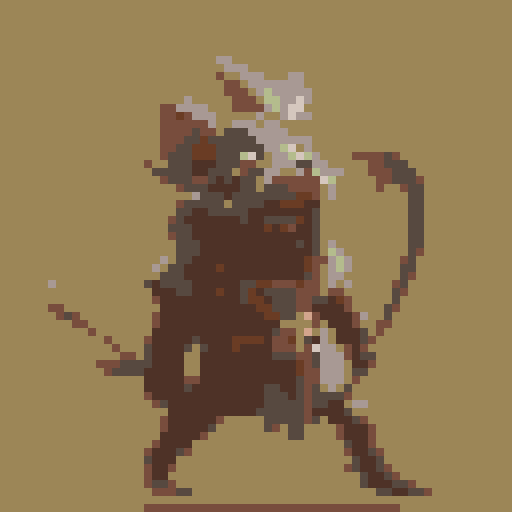 small fantasy icon of a ratman for use in a fantasy wargame, he is an archer and he holding his bow and getting ready to shoot  