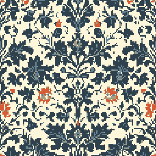 nordic symmetrical wallpaper by william morris. high contrast limited color palette.